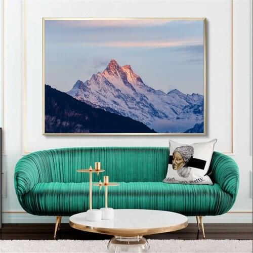 Wall Art Chinese Landscape Poster Snow Mountain Painting Cloud Nature Poster Living Room Decor Bedroom Art Pictures