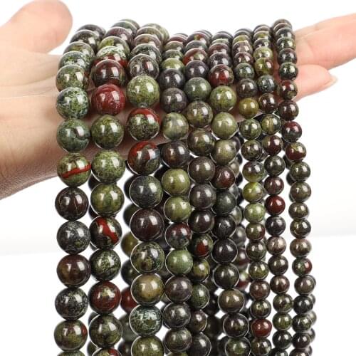 Natural Dragon Bloodstone Stone Beads Round Loose Beads For Jewelry Making DIY Bracelet Necklace Charm Accessories 4/6/8/10/12MM