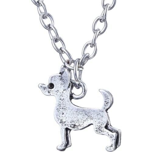 20pcs/lot Hot Antique Cute Chihuahua Necklace Colar Boho Dog Choker Women Men Jewelry Chocker Best Friend christmas gifts
