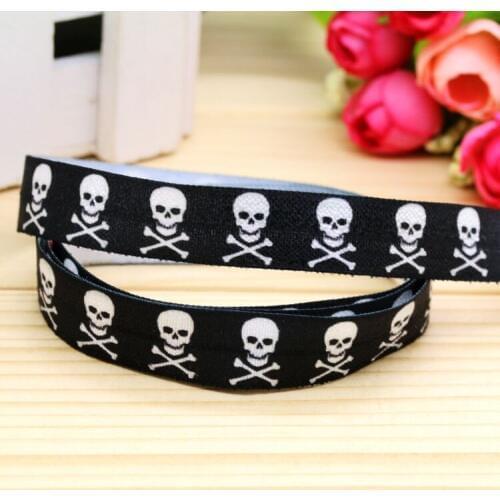 5/8'' Free shipping Fold Elastic skull printed headband headwear hairband diy decoration wholesale OEM H5162