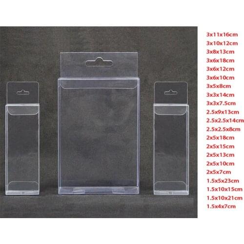 50PCS PVC Clear Plastic Packaging Boxes with Hang Hole Gift Box PVC Carry Cases Packaging Box For jewelry/Candy/toys