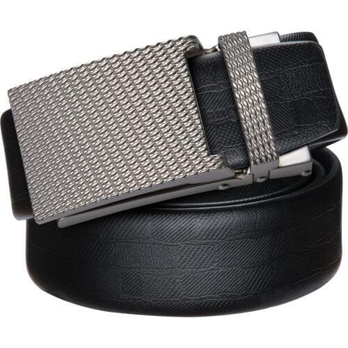 High Quality Mens Belt Luxury Barry.Wang Automatic Buckle Black Genuine Leather Belt Fashion Men Belts Dropshipping G-2040