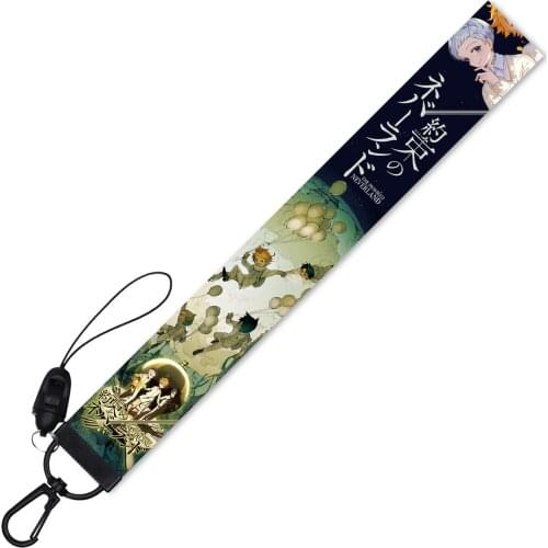 The Promised Neverland Theme Lanyards Keychain Fashion Jewelry Cartoon Print Ribbon Key Straps Car Key Chain Decoration for Fans