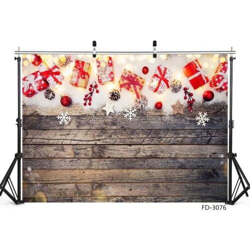 Christmas Snow Gift Wooden Board Vinyl Photography Background Decor Children Newborn Baby Party Food Photocall Photo Studio Prop