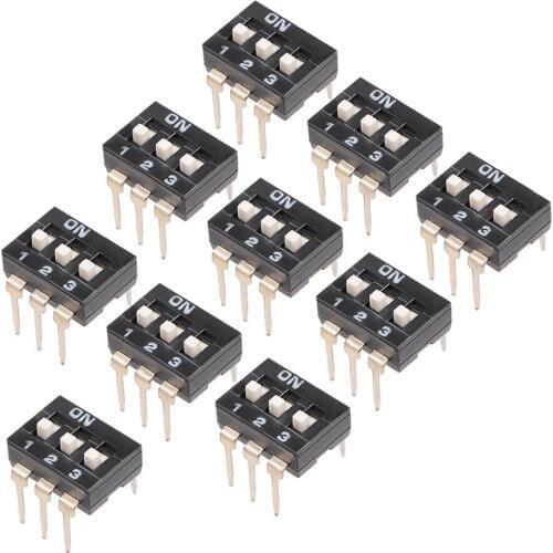 UXCELL 10Pcs Black DIP Switches 1-3/4 Positions 2.54mm Pitch for Circuit Breadboards PCB as Toggle or On Off Switch Accessories