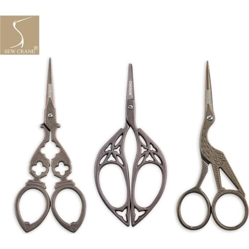 Vintage Stainless Steel Cross Stitch Sewing Embroidery Scissors Carving Scissor Plum Flowers Scissor Crane Scissor