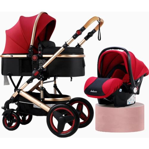 High Landscape Baby Stroller 3 in 1 With Car Seat and Stroller Luxury Infant Stroller Set Newborn Baby Car Seat Trolley 8 Gifts