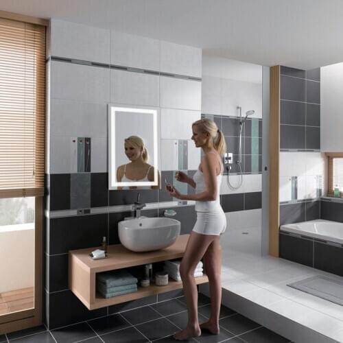 Bathroom LED Lighted Illuminated Bath Mirror Vanity Wall Mirror Touch Cosmetic Makeup Mirror Wall Mounted Bathroom Mirror HWC