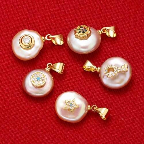 ZHUKOU 13x22mm Star Octagon and Round Pearl Pendant for Women Necklace Earrings Jewelry Accessories making findings model:VD604