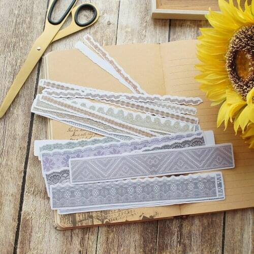 18 Sheet Cloth Theme Gray Pink Yellow Lace Paper Sticker Design AS Gift Tag Gift Seal Decoration Scrapbooking DIY Sticker