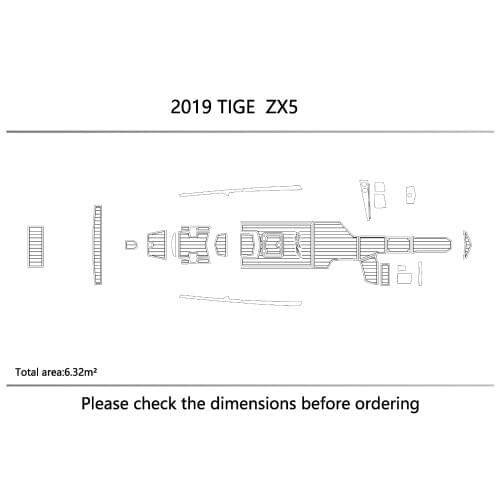2019 TIGE ZX5 cockpit Swimming platform Non-slip mat 1/4" 6mm EVA Faux teak
