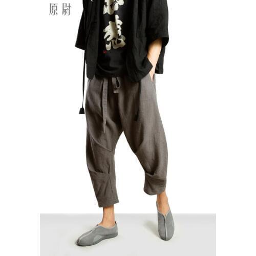 2020 Summer New Mens Personality Casual Linen Loose Pants Plus Size Harem Pants Tide Wide Leg Pants Singer Costumes