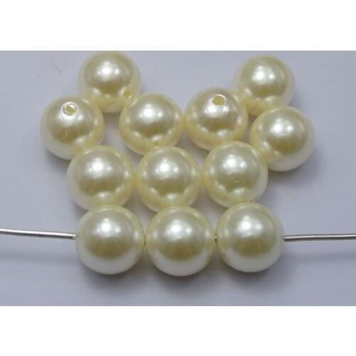 25 Pcs 16mm Plastic Faux Pearl Round Beads Ivory Imitation Pearl
