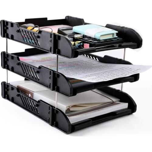 3 Layers Thicken Plastic File Holder Desktop Storage Basket Shelf Rack Box Home School Document Holder Organizer Office Supplies