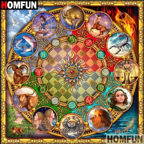 HOMFUN 5D DIY Diamond Painting Full Square/Round Drill "12 Constellation" 3D Embroidery Cross Stitch gift Home Decor A07904