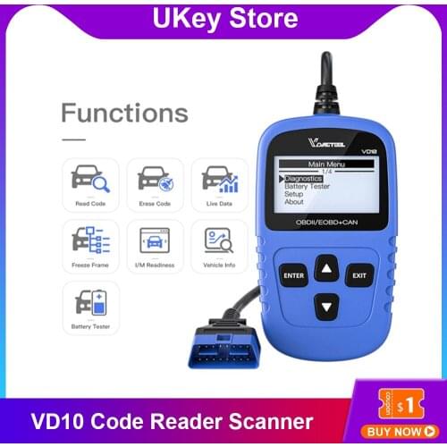 For VDIAGTOOL VD10 Automotive OBD2 Car Diagnosis Tools OBDII EOBD Scanner Engine Fault Code Reader Multi-Language Scanner Tool