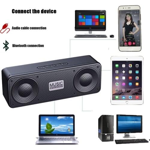 TWS Wireless Bluetooth Speaker with USB Flash Drive TF Card FM Subwoofer 5W 1200mAh 10H Playback Bass Column