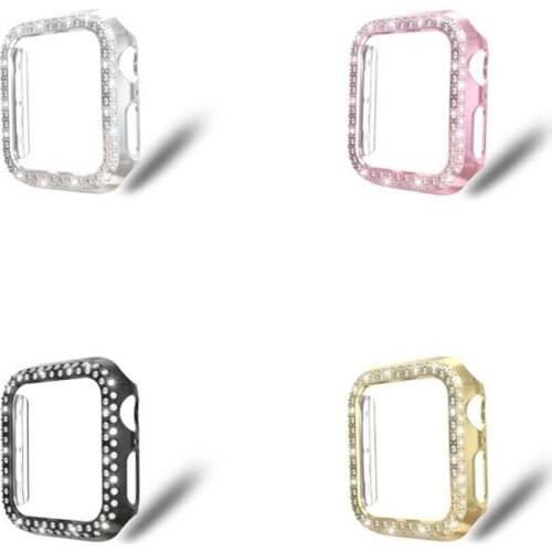 Bling All-Around Case For Iwatch 3 / 4 / 5 Generation Hard PC Double Row Crystal Diamond Plated Cover Shockproof Bumper