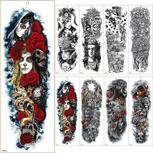Large Arm Sleeve Tattoo Waterproof Temporary Tattoo Sticker Shantou Clock Rose Full Flower Tatoo Body Art Tattoo Girl