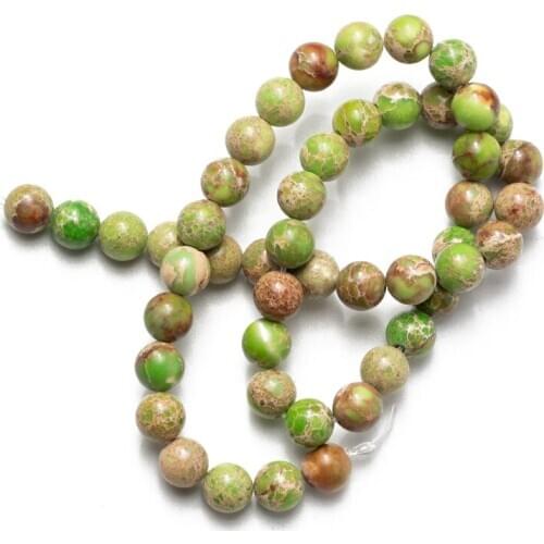 Green Sea Sediment Jaspers Beads Natural Stone Round Loose Beads for Jewelry Making 4 6 8 10 12mm DIY Bracelet Necklace Earrings