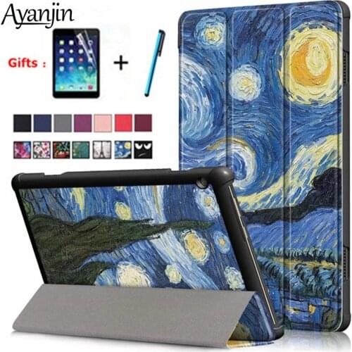 Case For Lenovo Tab M10 TB-X605L TB-X605F TB-X505F 10.1" Slim Magnetic Folding PU Leather Stand Tablet Cover Funda+Stylus+Film