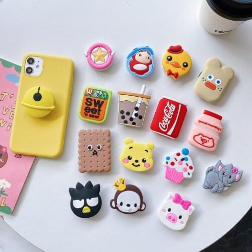 Girl Phone Holder For iPhone Samsung Huawei Stretching Stand For OPPO Xiaomi Cartoon Chocolate Milk Tea Silicone Universal Cute