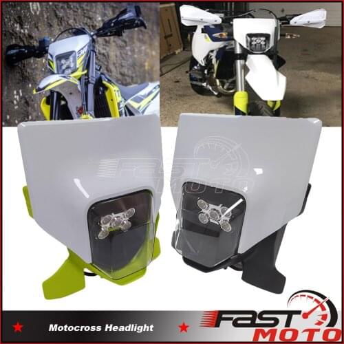 Enduro Headlamp Dual Sport Head Light Lamp for TX FC FE TE FX 125/250/300/350/450/501 Supermoto Motocross LED Headlight W/ Mask