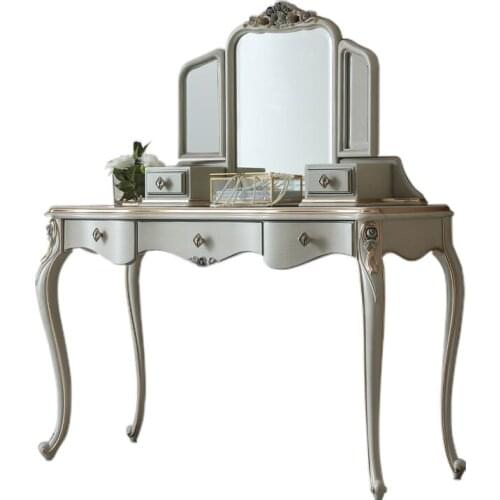 French light luxury solid wood dresser bedroom European retro storage dresser table and chair combination furniture
