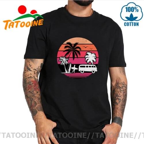 Tatooine Retro 70s 80s Surf Brand Clothing Vintage Beach Palm Van Travel Car SUP T-shirt Surfboard Stand up paddle board T shirt