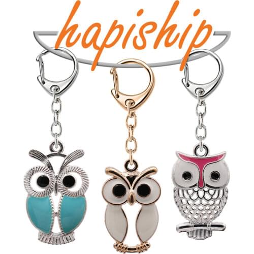 Hapiship Top New Women/Mens Fashion Handmade Owl Key Chains Key Rings Alloy Charms Gifts YSDY213