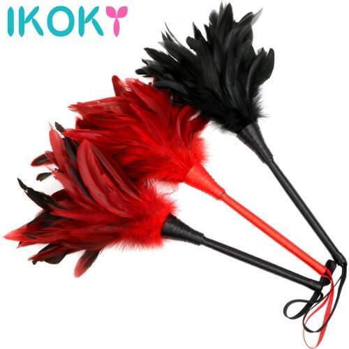 IKOKY Slave Role Play Clitoris Tick Feather Whip Itching Feather Couple Flirting Adult Game Spanking Bondage Erotic Sex Toy
