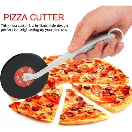 Creative Slicer Record Player Pizza Wheels Cutter CD Pattern Design Pizza Cutter Roller Knife Cortador Pizza Kitchen 301-0209