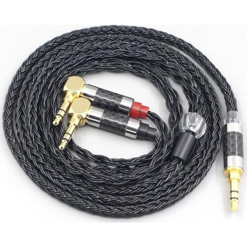 LN007405 16 Core 7N OCC Black Braided Earphone Cable For Verum 1 One Headphone Headset L Shape 3.5mm Pin