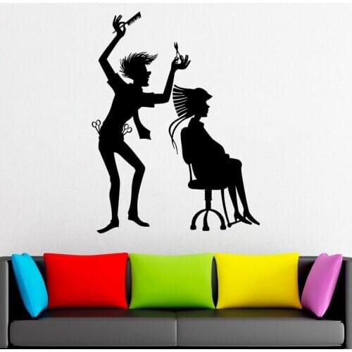 Hairdressing Wall Decal Barber Woman Face Hairstyle Style Window Wall Sticker Vinyl Hair Salon Decortion Removable Poster X483