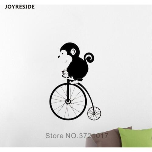 JOYRESIDE Monkey Animal Wall Bicycle Sticker Circus Decals Vinyl Bedroom Living room Home Interior Decoration Art Mural A1423