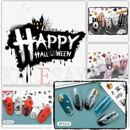 Happy Halloween Nail Sticker for Manicure Skull Pumpkin Design Nail Art Decals for Decoration Wraps Stickers for Nails Tips