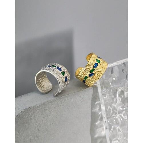 New Real 925 Sterling Silver Wide Rings For Women Fine Jewelry, Elegant Woman Engagement Party Ring Gold Color Accessories