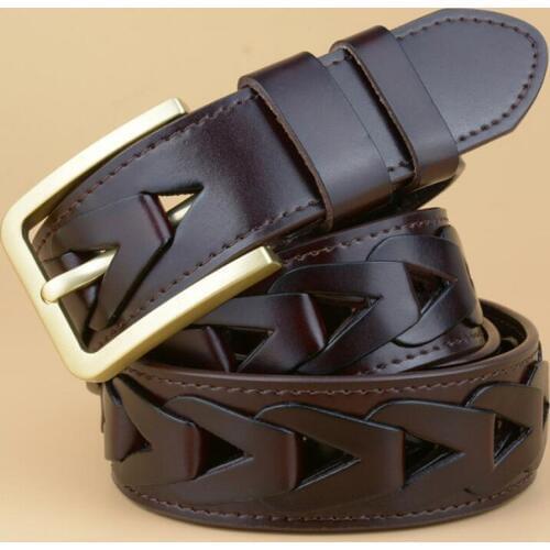 New Braided Belt Leather Belt Men Fashion Jeans Belts Male Vintage Girdle Waistband Male PIn Buckle Weaving grain belt