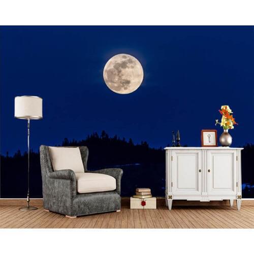 Papel de parede Moon Night Nature photo night time wallpaper,living room bedroom TV backdrop kitchen bar wall papers home decor