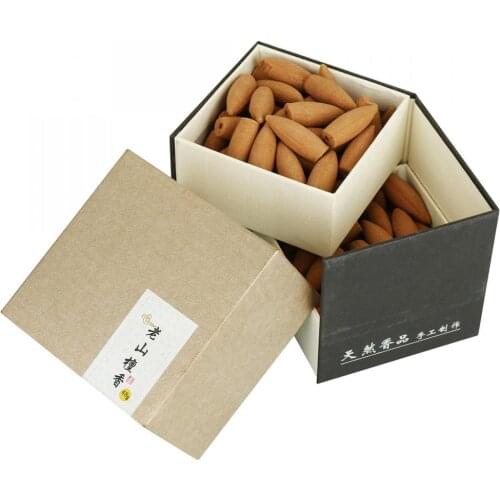 Approx 120pcs/Box Sandalwood Smoke Backflow Incense Cones Aroma Reflux Tower Incense Teardrop-Shaped Brown Cones Gift 15*36mm