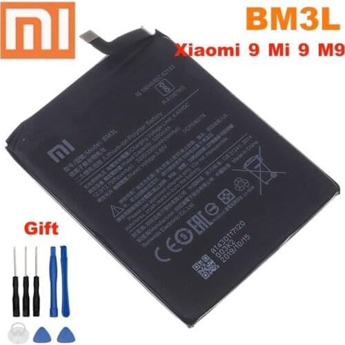 Original Xiao mi Replacement Battery For Xiaomi 9 MI9 M9 MI 9 Xiaomi9 BM3L Genuine Phone Battery 3300mAh Free Tools