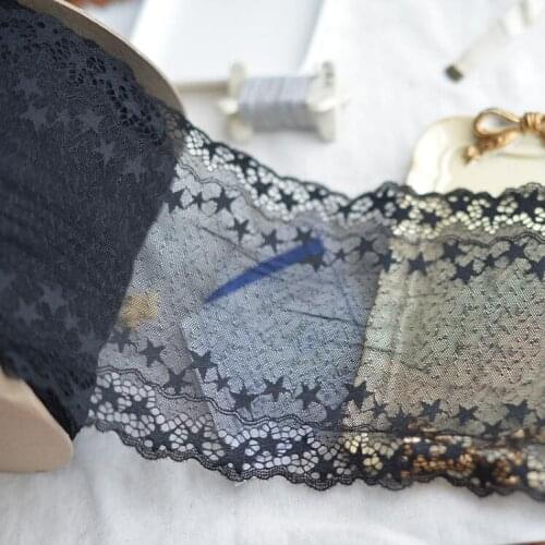 2 Meters New Black Star Embroidered Lace Trims Trimming 17.5CM Venise Lace Trim For Garment