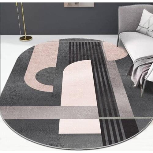 Oval Carpet Nordic Oval Carpet Living Room Modern Bedroom Carpet Warm Mat Anti-slip Home Furnishing Irregular Area Large Carpet