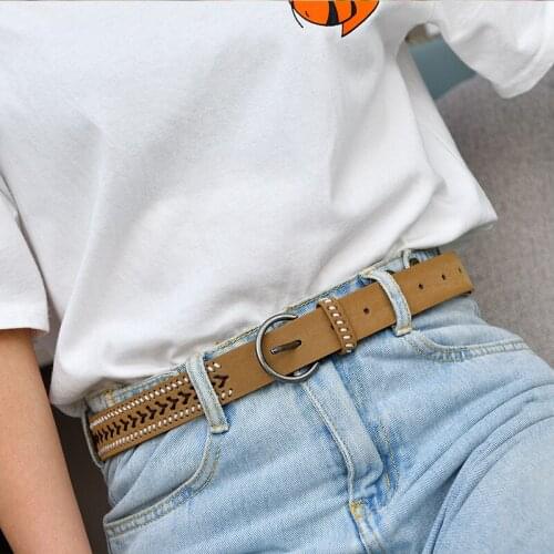 Womens Pu Leather Fashion Retro Belt High Quality Luxury Brand Ladies Metal Buckle New Waistband For Jeans Girdle