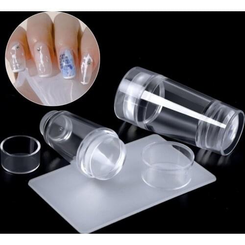 Silicone Transparent Nail Art Stamping Kit For Manicure Plate Stamp Polish Stencil Template Seal Stamper Scraper