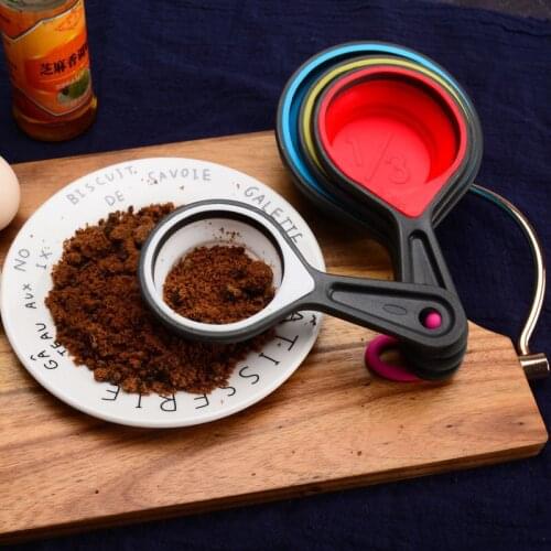 4PCS Foldable Measuring Spoon Silicone Multipurpose Spoon With Scale DIY Cake Material Kitchen Utensils For Baking Accessories