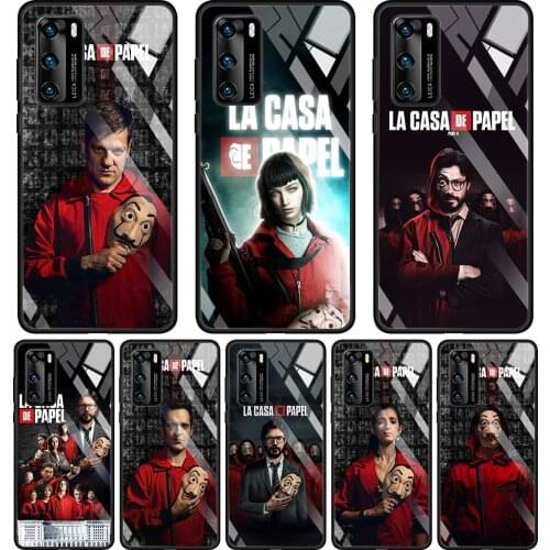 Glass Case For Huawei P30 P40 P20 P10 Lite Pro Plus 5G P Smart Z 2019 2020 2021 Phone Shell Spain TV Money Heist House Paper La