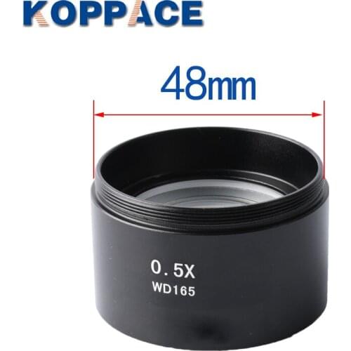 KOPPACE 0.5X Stereo Microscope Barlow Lens 165mm Working Distance Microscope Objective Lens 48mm Installation Size