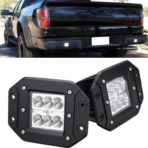 2pcs 4'' Flood 18W LED Work Light Bumper Cube Flush Mount Pods Backup Truck Rear 12V/24V for Offroad Lada Niva Uaz Toyota Audi