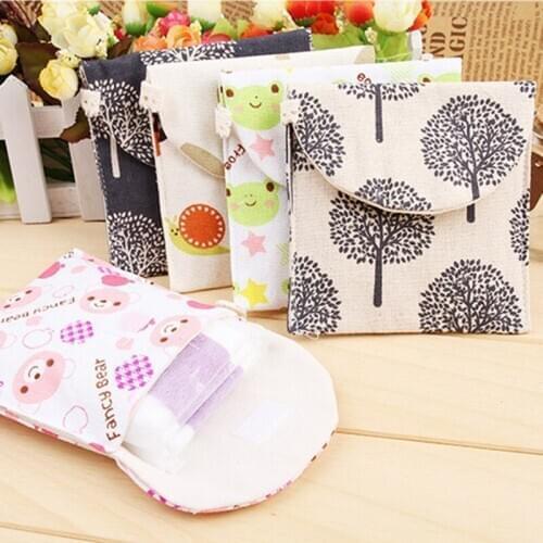 Sanitary Pad Cloth Bag Small Organizer Girls Items Card Wallet Cosmetic Coin Women Storage Pouch Mini Canvas Nail Polish Cover